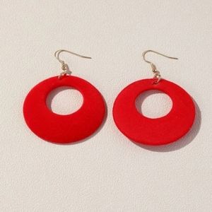 Velvet red huge statement earrings 90s y2k